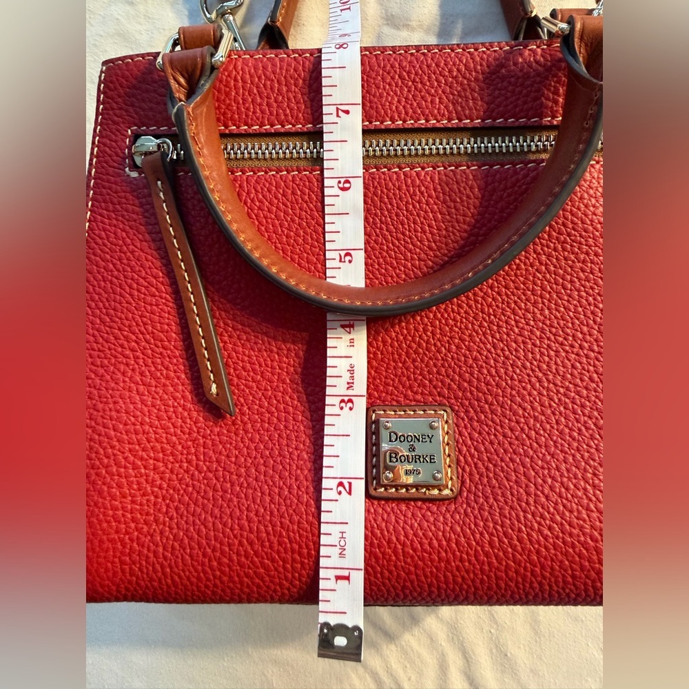 Dooney & Bourke Red Leather Textured Pebble Grain Satchel - Picture 12 of 15